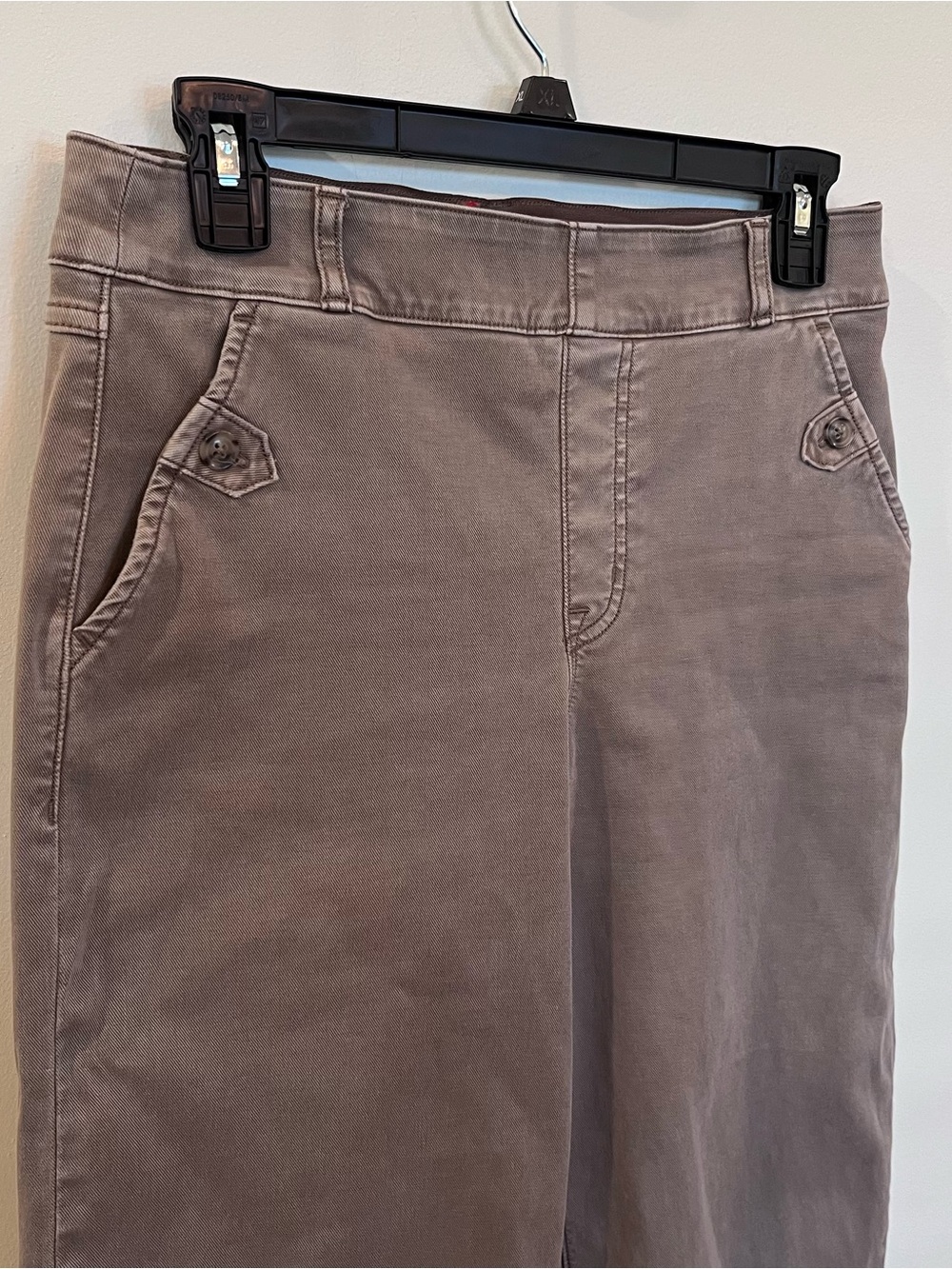 Spanx Stretch Twill Cropped Wide Leg Pants In Brown Smoke Women’s Medium Petite - Picture 2 of 7